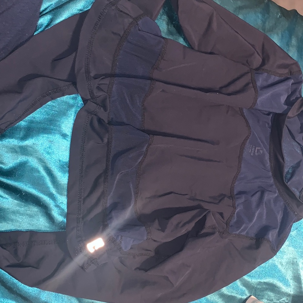 Buff Bunny Navy Striped Mesh Top